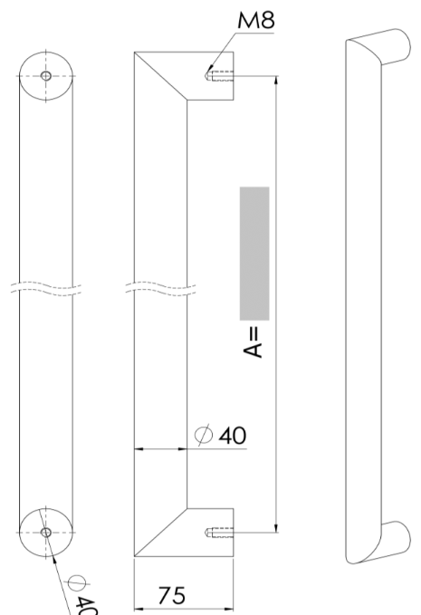 Plan coté du tirant U90 Ø40