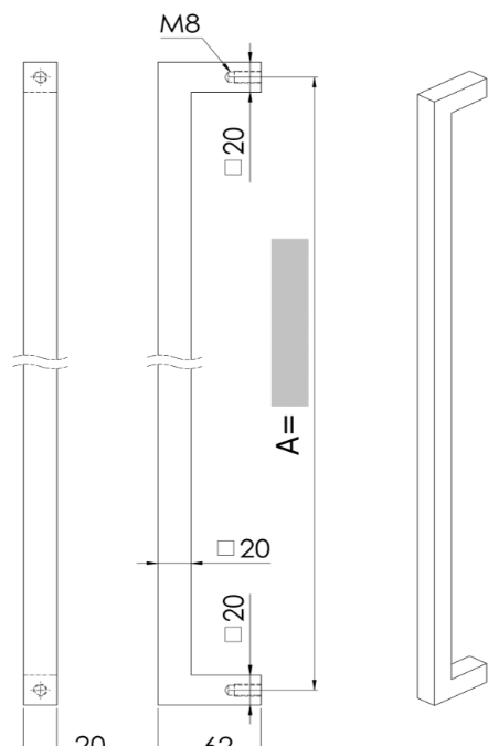 Plan coté du tirant U90°K01 20/20