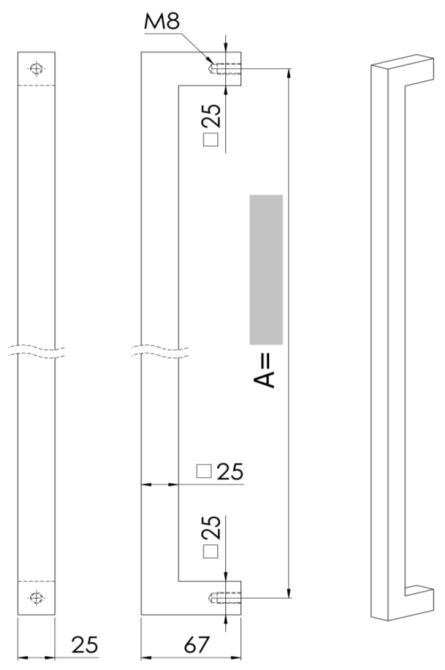 Plan coté du tirant U90°K01 25/25