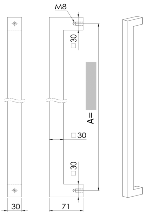 Plan coté du tirant U90°K01 30/30