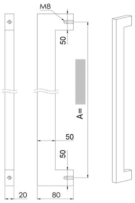 Plan coté du tirant U90°K02 20/50